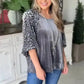 Luxurious Grey Leopard Velvet Blouse for Bold Style