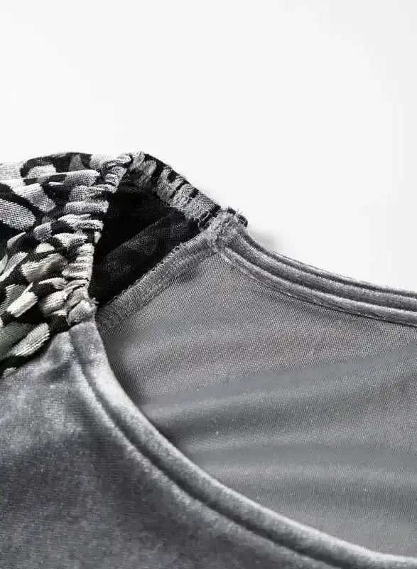 Luxurious Grey Leopard Velvet Blouse for Bold Style