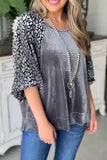 Luxurious Grey Leopard Velvet Blouse for Bold Style