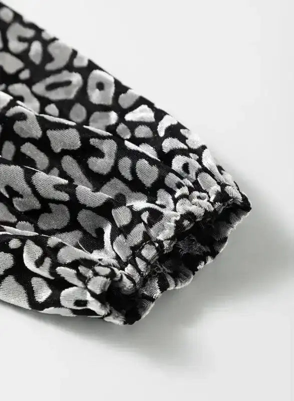 Luxurious Grey Leopard Velvet Blouse for Bold Style