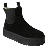 Athena Ladies Faux Suede Chelsea Boots – Platform Ankle with Cozy Faux Fur Lining