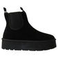 Athena Ladies Faux Suede Chelsea Boots – Platform Ankle with Cozy Faux Fur Lining