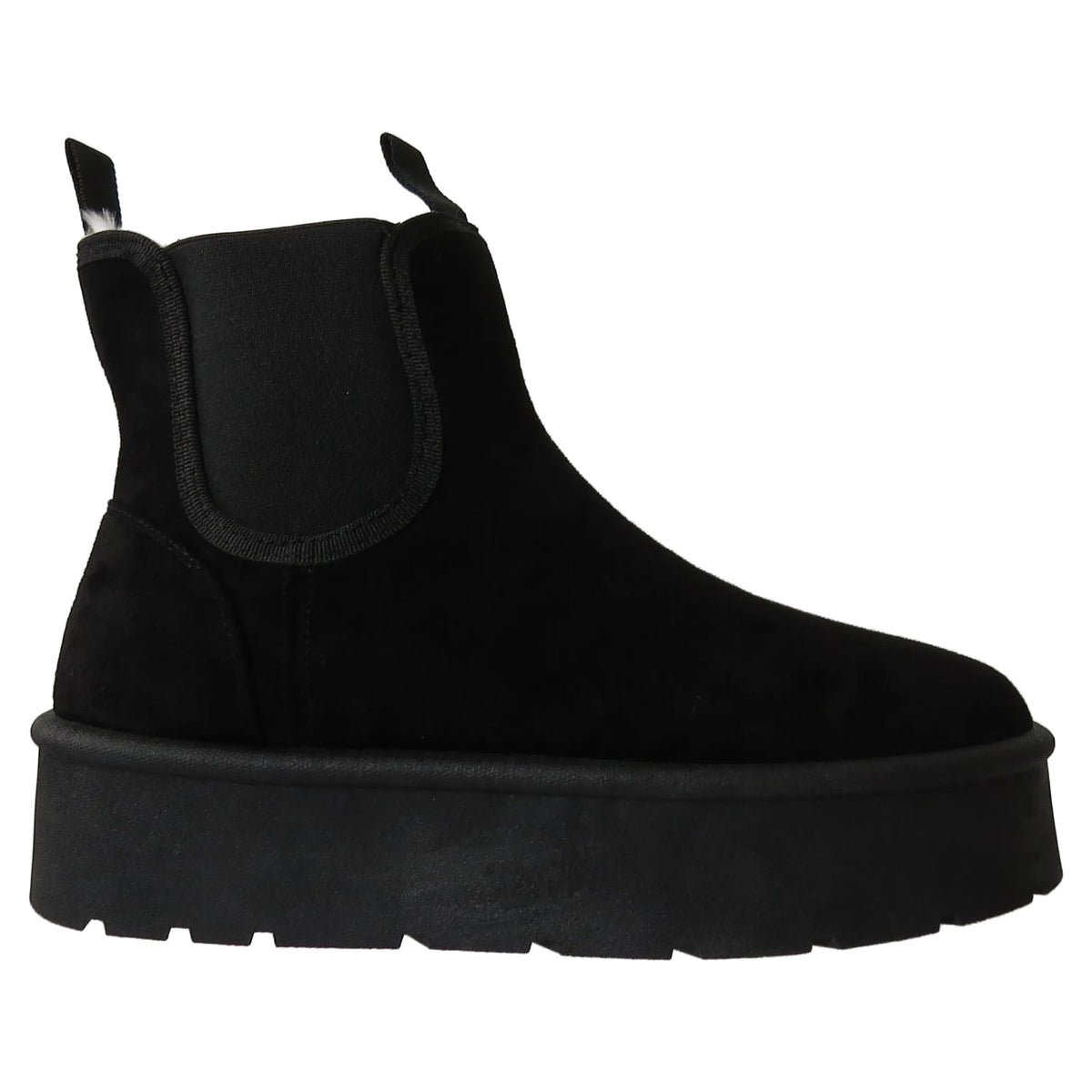 Athena Ladies Faux Suede Chelsea Boots – Platform Ankle with Cozy Faux Fur Lining