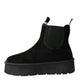 Athena Ladies Faux Suede Chelsea Boots – Platform Ankle with Cozy Faux Fur Lining