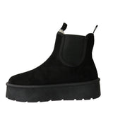 Athena Ladies Faux Suede Chelsea Boots – Platform Ankle with Cozy Faux Fur Lining