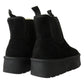 Athena Ladies Faux Suede Chelsea Boots – Platform Ankle with Cozy Faux Fur Lining