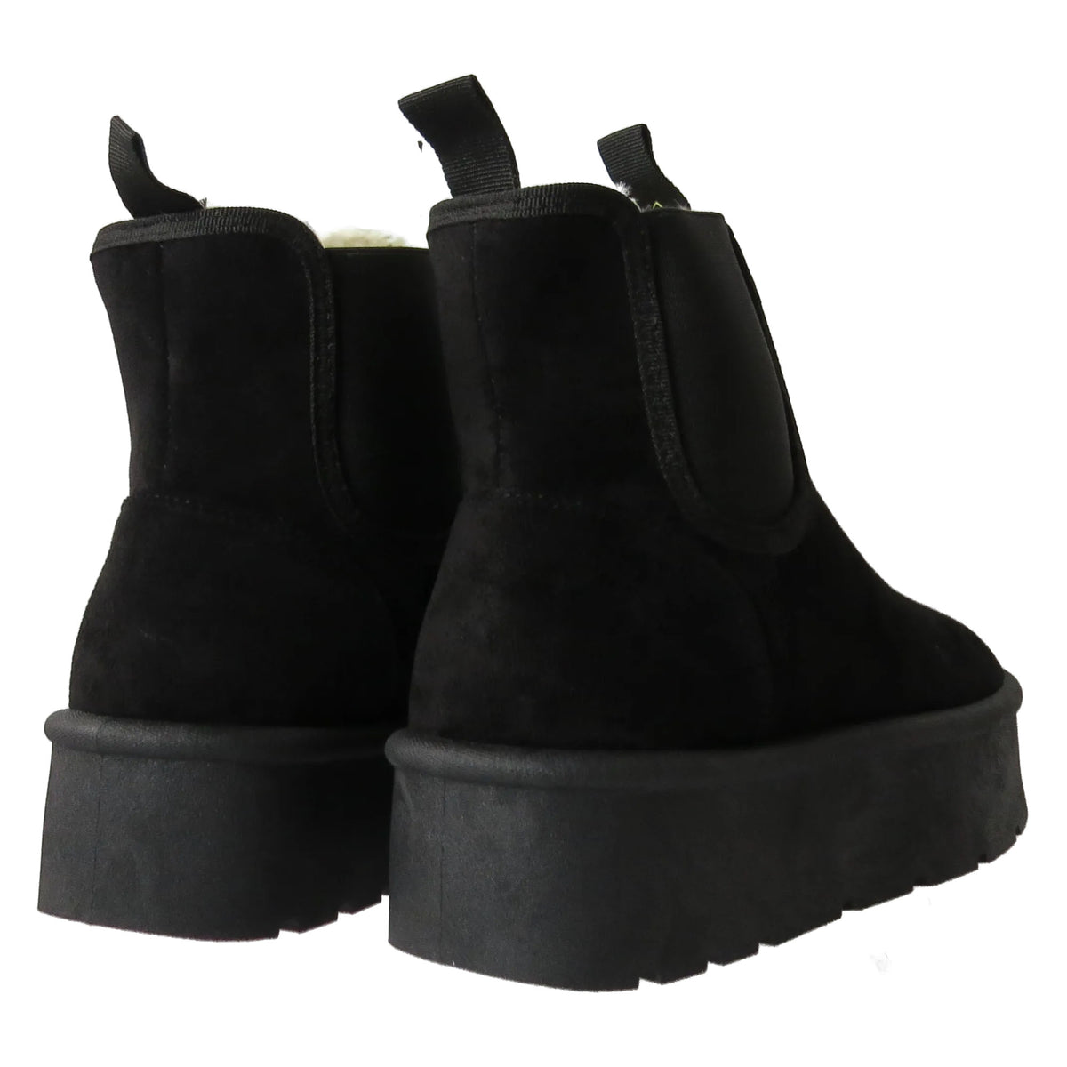 Athena Ladies Faux Suede Chelsea Boots – Platform Ankle with Cozy Faux Fur Lining