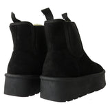 Athena Ladies Faux Suede Chelsea Boots – Platform Ankle with Cozy Faux Fur Lining