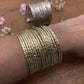 Hammered Gold/Sliver Finish Stack Cuff – Adjustable Brass Bangles Set.