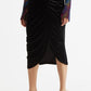 Louche Helka Velvet Ruched Mini Skirt Black