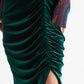 Louche Helka Velvet Ruched Mini Skirt Green