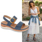 OSKANA Ladies Twin Strap Sandal Buckle Details Open Toe Shoes