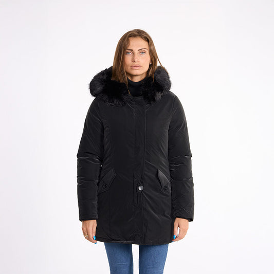 Lili Hooded Parka Jacket - Black/Black