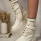 Lace Up Buckle Chunky Combat Boots