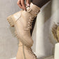 Lace Up Buckle Chunky Combat Boots