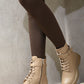 Lace Up Buckle Chunky Combat Boots