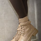 Lace Up Buckle Chunky Combat Boots