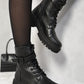 Lace Up Buckle Chunky Combat Boots