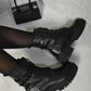 Lace Up Buckle Chunky Combat Boots