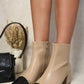 Two Tone Side Zip Block Heel Ankle Boots