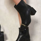 Two Tone Side Zip Block Heel Ankle Boots