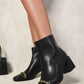 Two Tone Side Zip Block Heel Ankle Boots