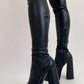Block Heel Knee High Boots