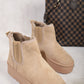 Fluffy Platform Sole Chelsea Faux Fur Lined Ankle Boots