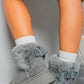 Fuzzy Cuff Slip On Snow Boots
