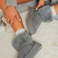 Fuzzy Cuff Slip On Snow Boots