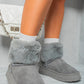 Fuzzy Cuff Slip On Snow Boots