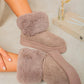 Fuzzy Cuff Slip On Snow Boots