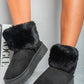 Fuzzy Cuff Slip On Snow Boots