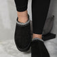 Aztec Detail Low Ankle Platform Slipper Boots
