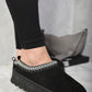 Aztec Detail Low Ankle Platform Slipper Boots