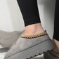 Aztec Detail Low Ankle Platform Slipper Boots