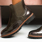 Faux Leather Brogue Chelsea Boots