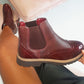 Faux Leather Brogue Chelsea Boots