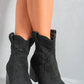 Suede Cowboy Ankle Length Boots