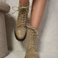 Lace Up Combat Heeled Ankle Boots