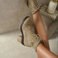 Lace Up Combat Heeled Ankle Boots