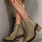 Lace Up Combat Heeled Ankle Boots