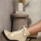 Lace Up Combat Heeled Ankle Boots