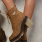 Lace Up Combat Heeled Ankle Boots