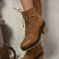 Lace Up Combat Heeled Ankle Boots