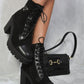 Lace Up Combat Heeled Ankle Boots