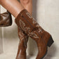 High Pointed Toe Embroidered Thick Heel Cowboy Boots