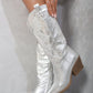 High Pointed Toe Embroidered Thick Heel Cowboy Boots