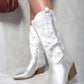High Pointed Toe Embroidered Thick Heel Cowboy Boots