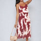 Printed Strappy Pleated Midi Dress